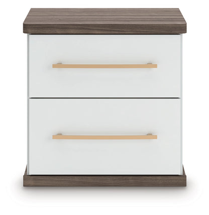 Kendanport - Brown / White - Two Drawer Night Stand