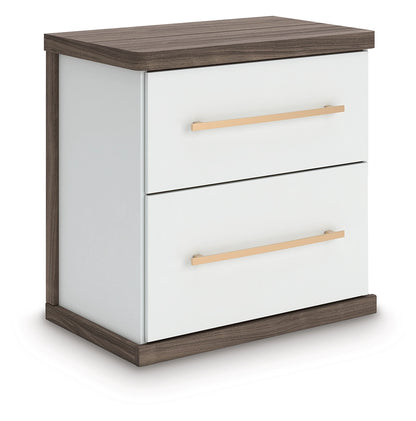 Kendanport - Brown / White - Two Drawer Night Stand