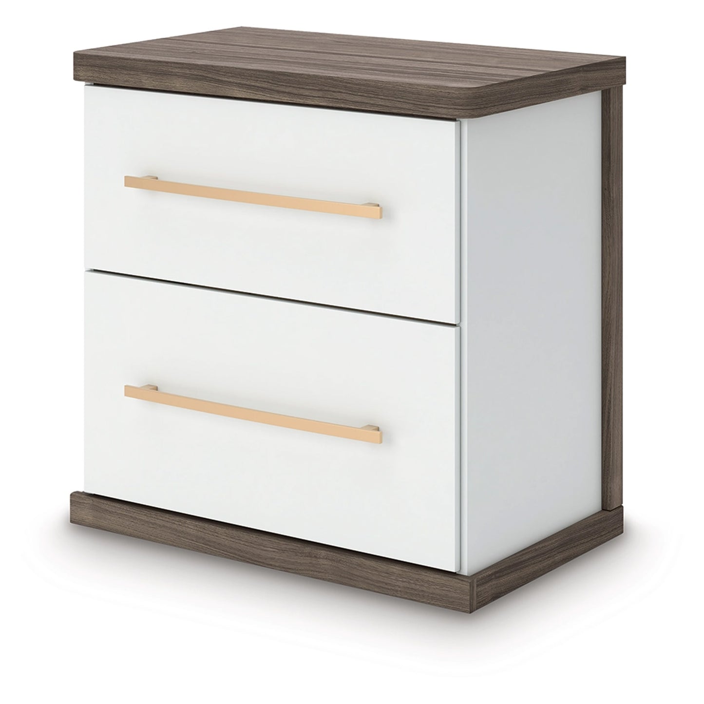 Kendanport - Brown / White - Two Drawer Night Stand