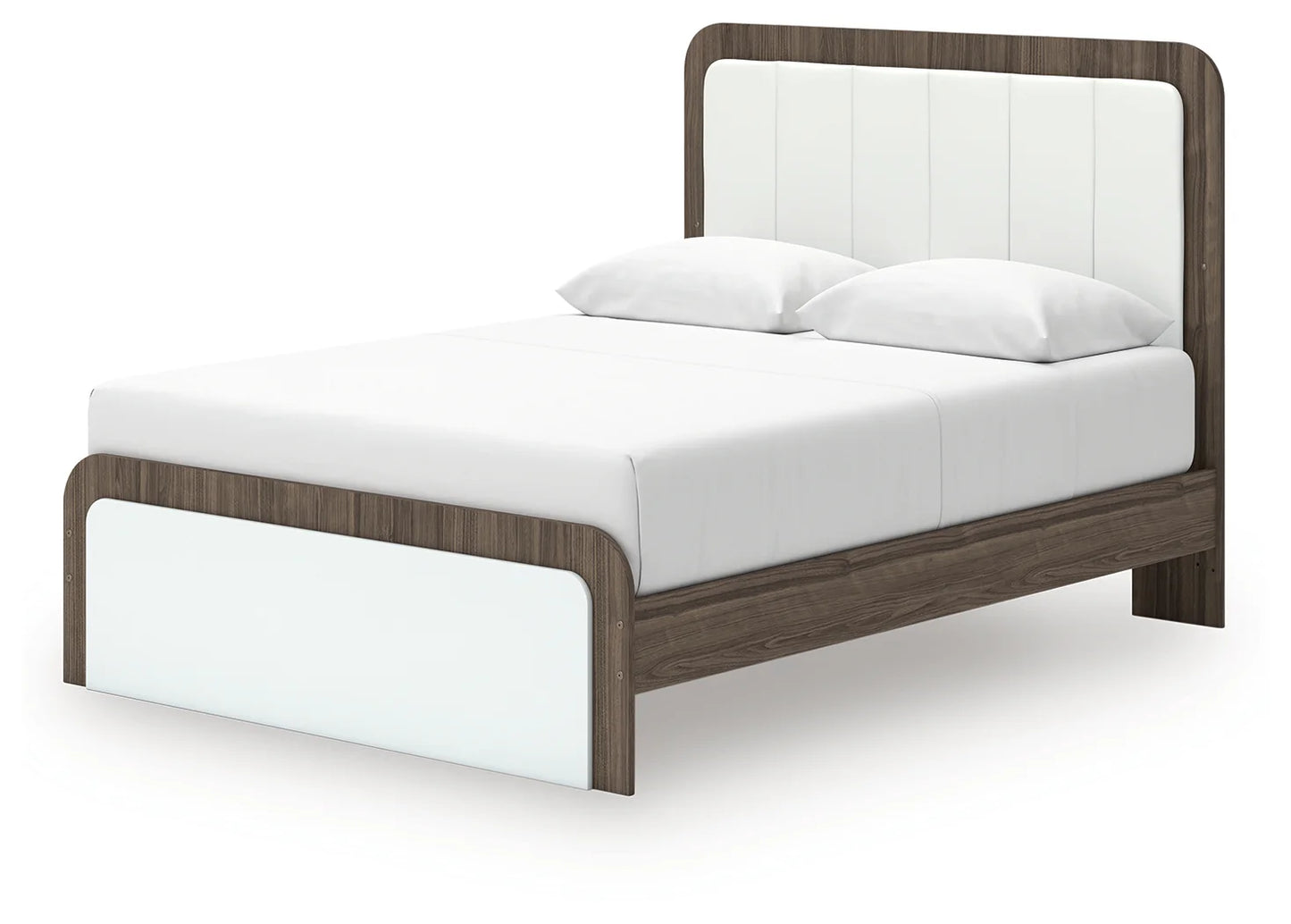 Kendanport - Queen Upholstered Bed - White / Brown