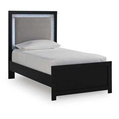 Maeling - Twin Upholstered Panel Bed - Black