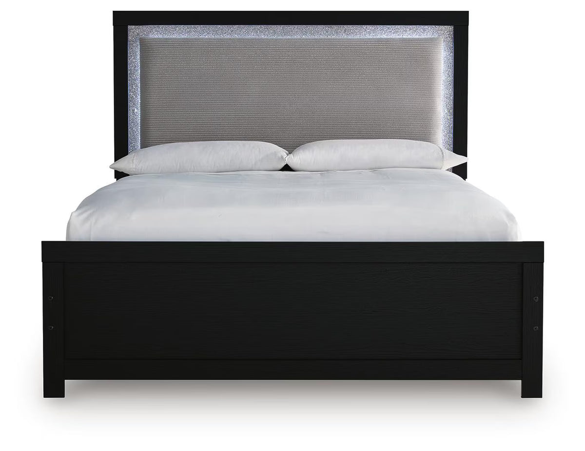 Maeling - Queen Upholstered Panel Bed - Black