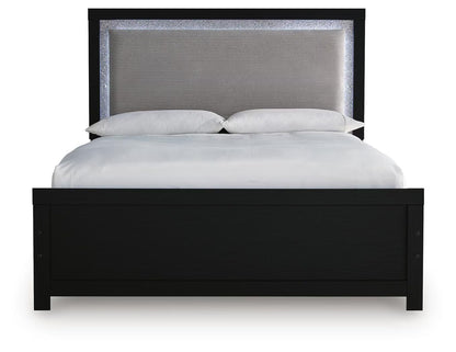 Maeling - Queen Upholstered Panel Bed - Black