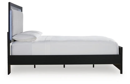 Maeling - Queen Upholstered Panel Bed - Black