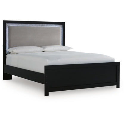 Maeling - Queen Upholstered Panel Bed - Black