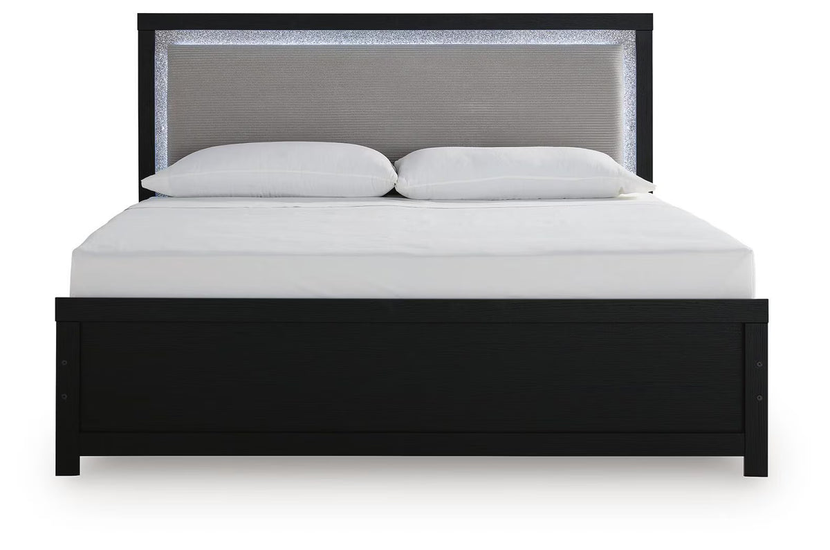 Maeling - King Upholstered Panel Bed - Black