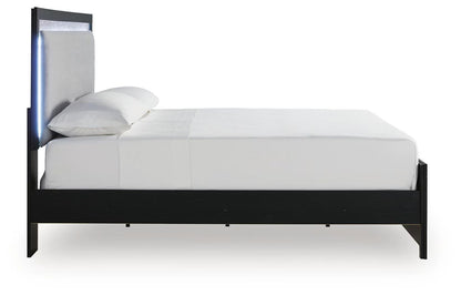 Maeling - King Upholstered Panel Bed - Black