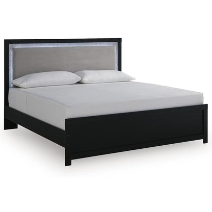 Maeling - King Upholstered Panel Bed - Black