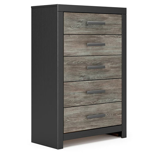 Broachmyn - Five Drawer Chest - Black / Gray