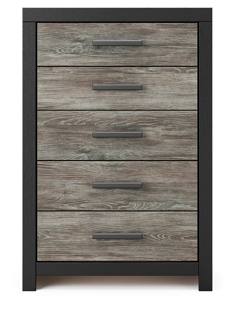 Broachmyn - Five Drawer Chest - Black / Gray