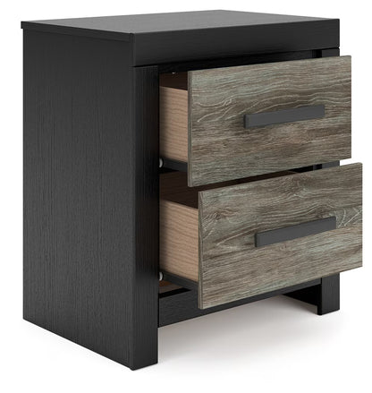 Broachmyn - Two Drawer Night Stand - Black / Gray