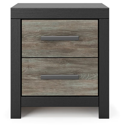 Broachmyn - Two Drawer Night Stand - Black / Gray