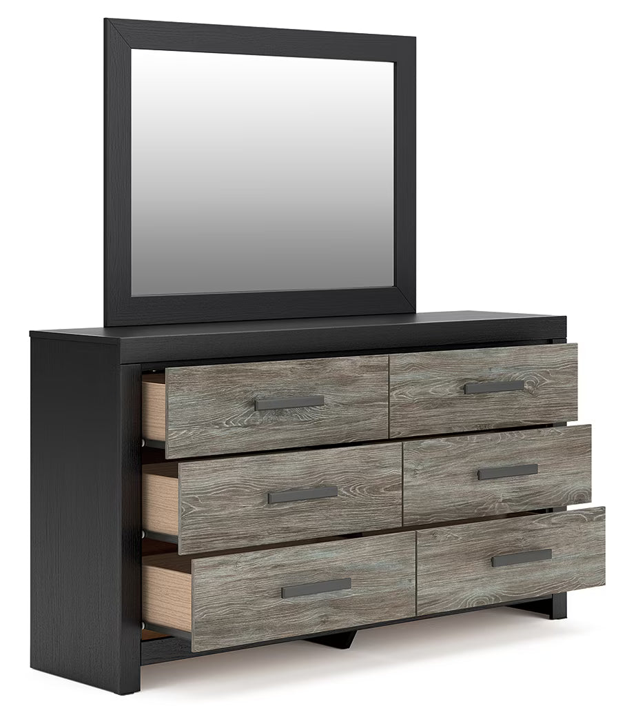 Broachmyn - Dresser And Mirror - Black / Gray