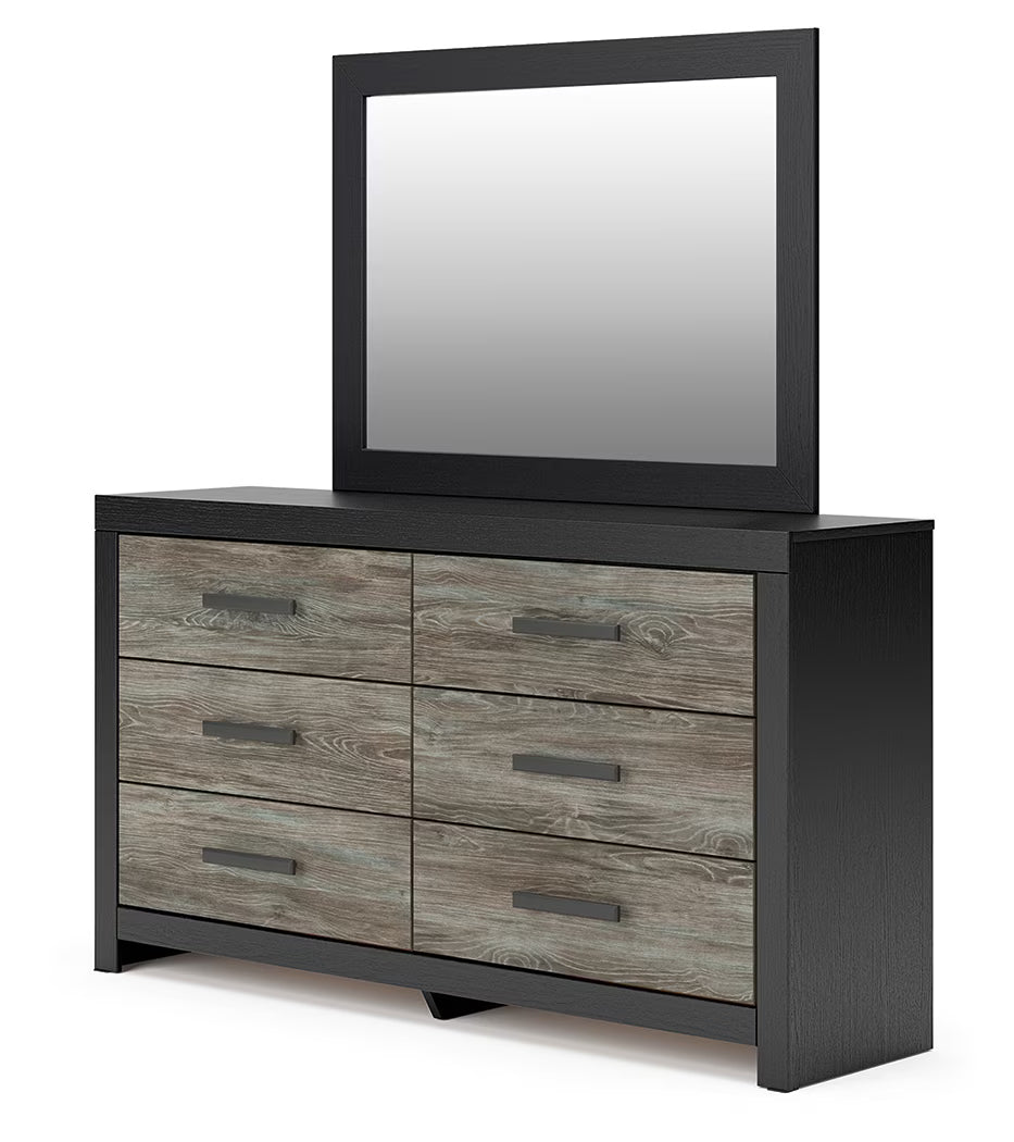 Broachmyn - Dresser And Mirror - Black / Gray