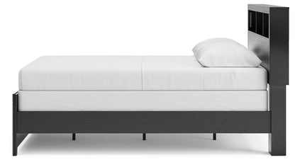 Broachmyn - Queen Lighted Bookcase Panel Bed - Black / Gray
