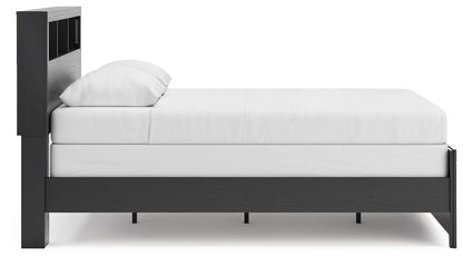 Broachmyn - Queen Lighted Bookcase Panel Bed - Black / Gray