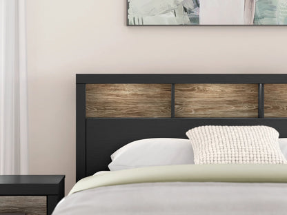 Broachmyn - King Lighted Bookcase Panel Bed - Black / Gray