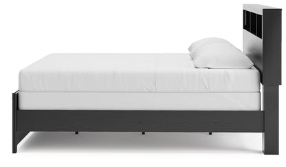 Broachmyn - King Lighted Bookcase Panel Bed - Black / Gray