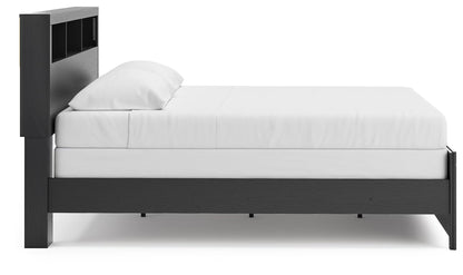 Broachmyn - King Lighted Bookcase Panel Bed - Black / Gray