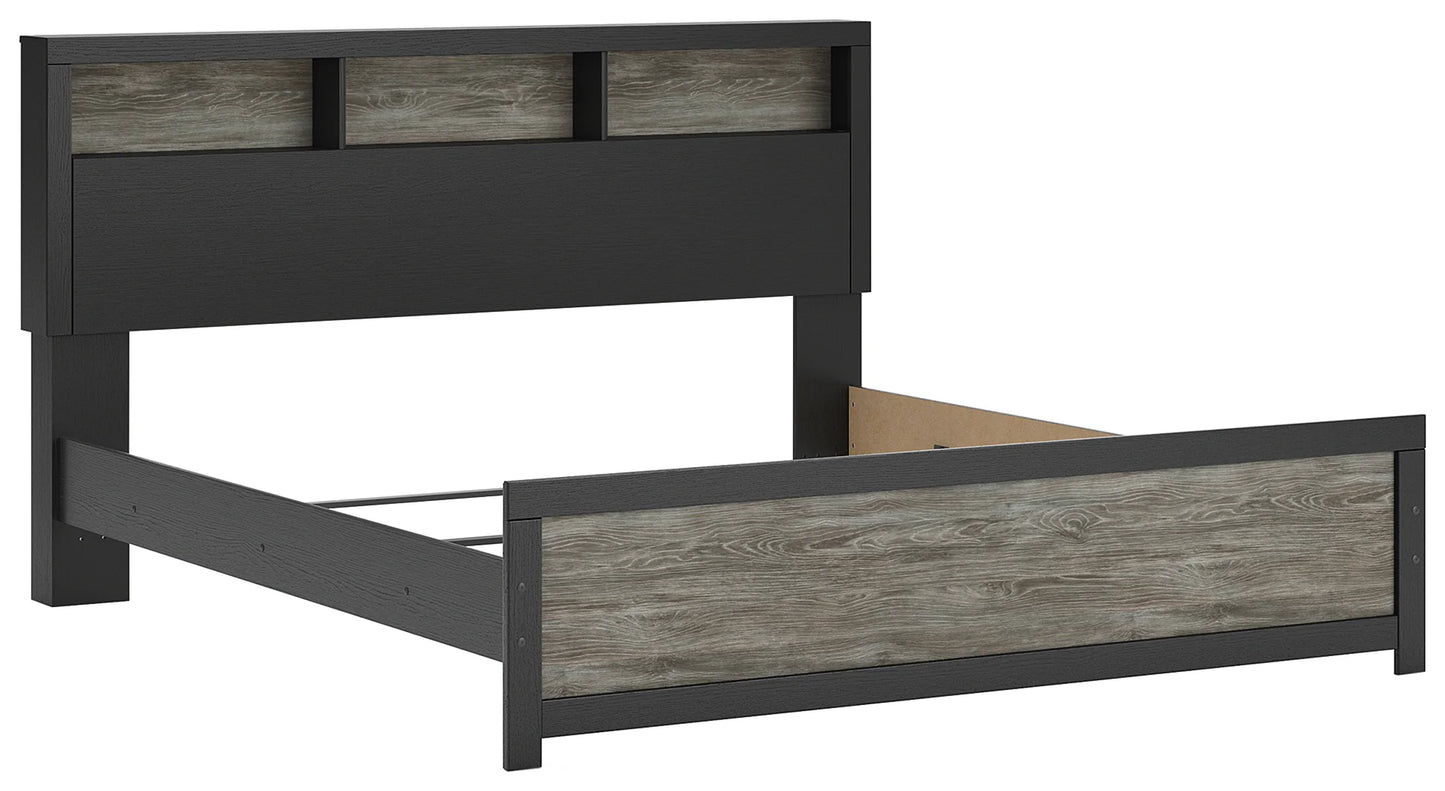 Broachmyn - King Bookcase Bed - Black / Gray
