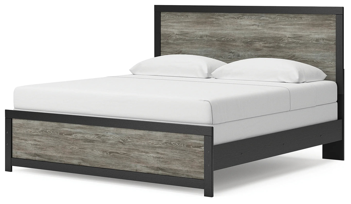 Broachmyn - King Panel Bed - Black / Gray