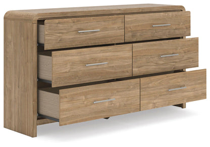 Gramburg - Six Drawer Dresser - Warm Natural Brown