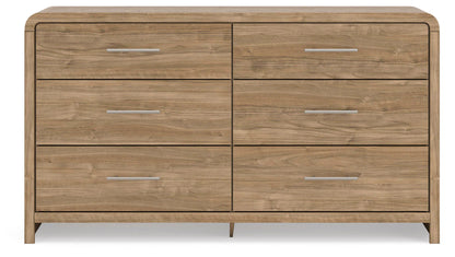 Gramburg - Six Drawer Dresser - Warm Natural Brown