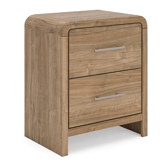 Gramburg - Two Drawer Night Stand - Warm Natural Brown