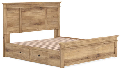 Makidern - King Panel Storage Bed With Under Bed Storage Unit - Tan