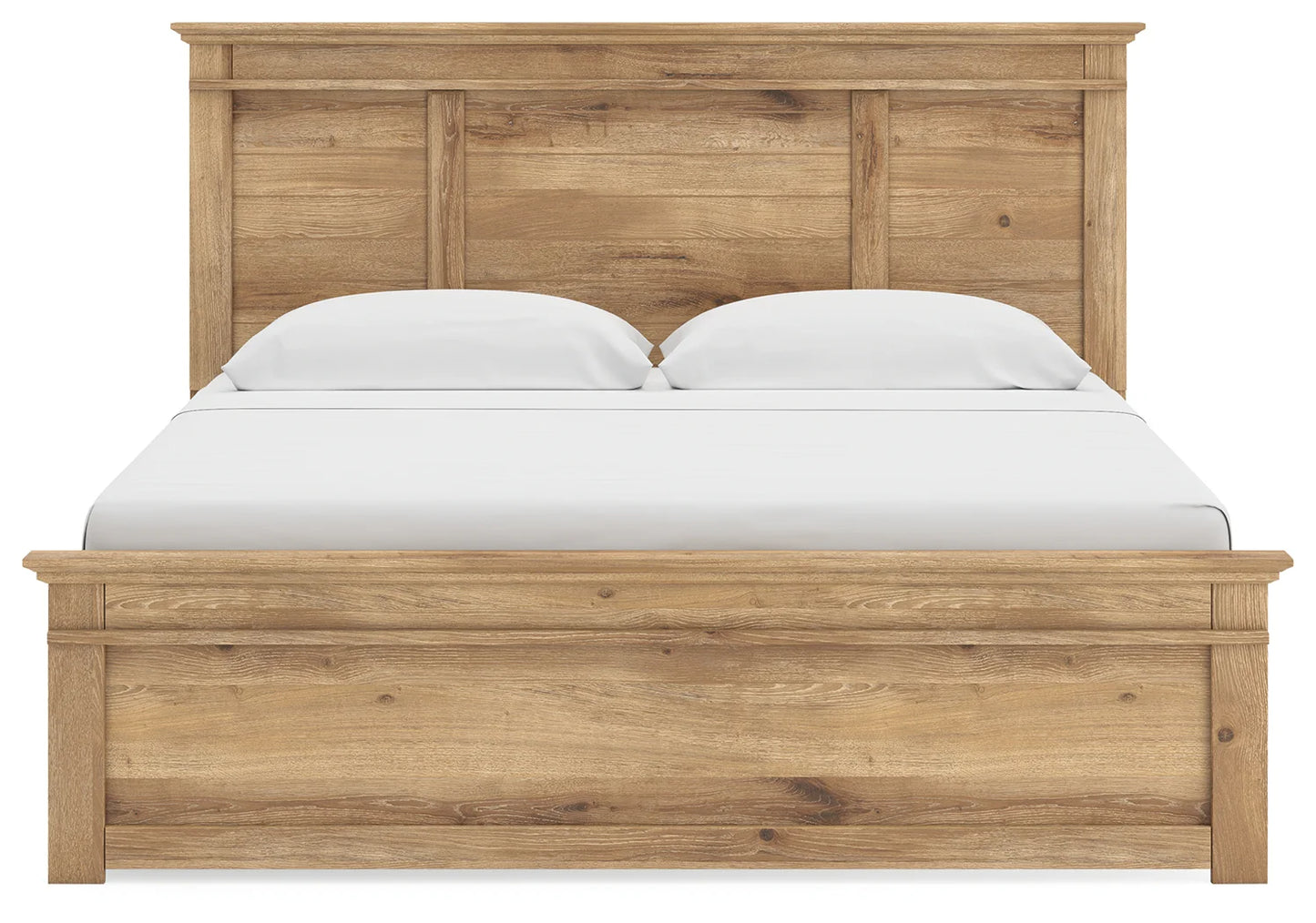 Makidern - King Panel Storage Bed With Under Bed Storage Unit - Tan