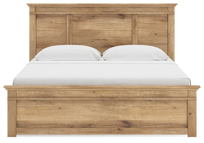 Makidern - King Panel Storage Bed With Under Bed Storage Unit - Tan