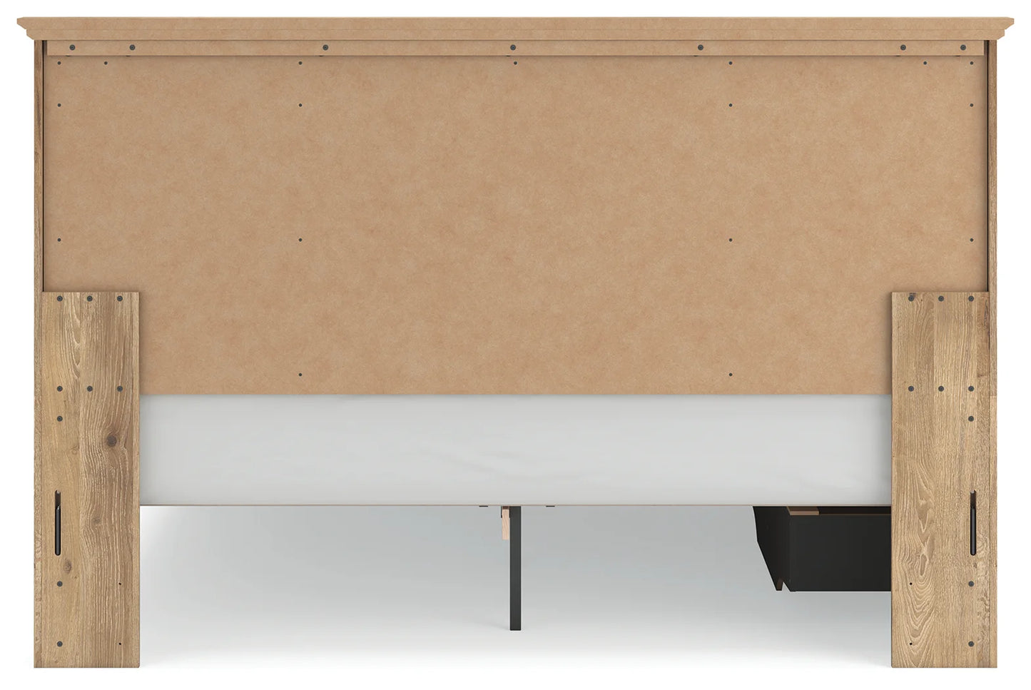 Makidern - King Panel Storage Bed With Under Bed Storage Unit - Tan