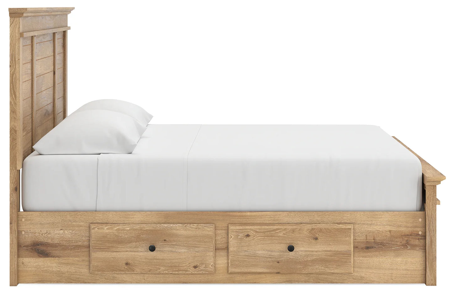 Makidern - King Panel Storage Bed With Under Bed Storage Unit - Tan