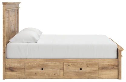 Makidern - King Panel Storage Bed With Under Bed Storage Unit - Tan