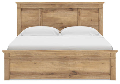 Makidern - King Panel Storage Bed With 2 Under Bed Storage Units - Tan