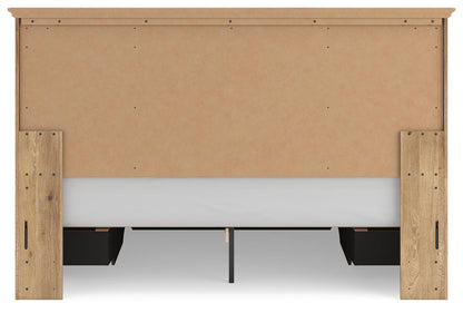 Makidern - King Panel Storage Bed With 2 Under Bed Storage Units - Tan
