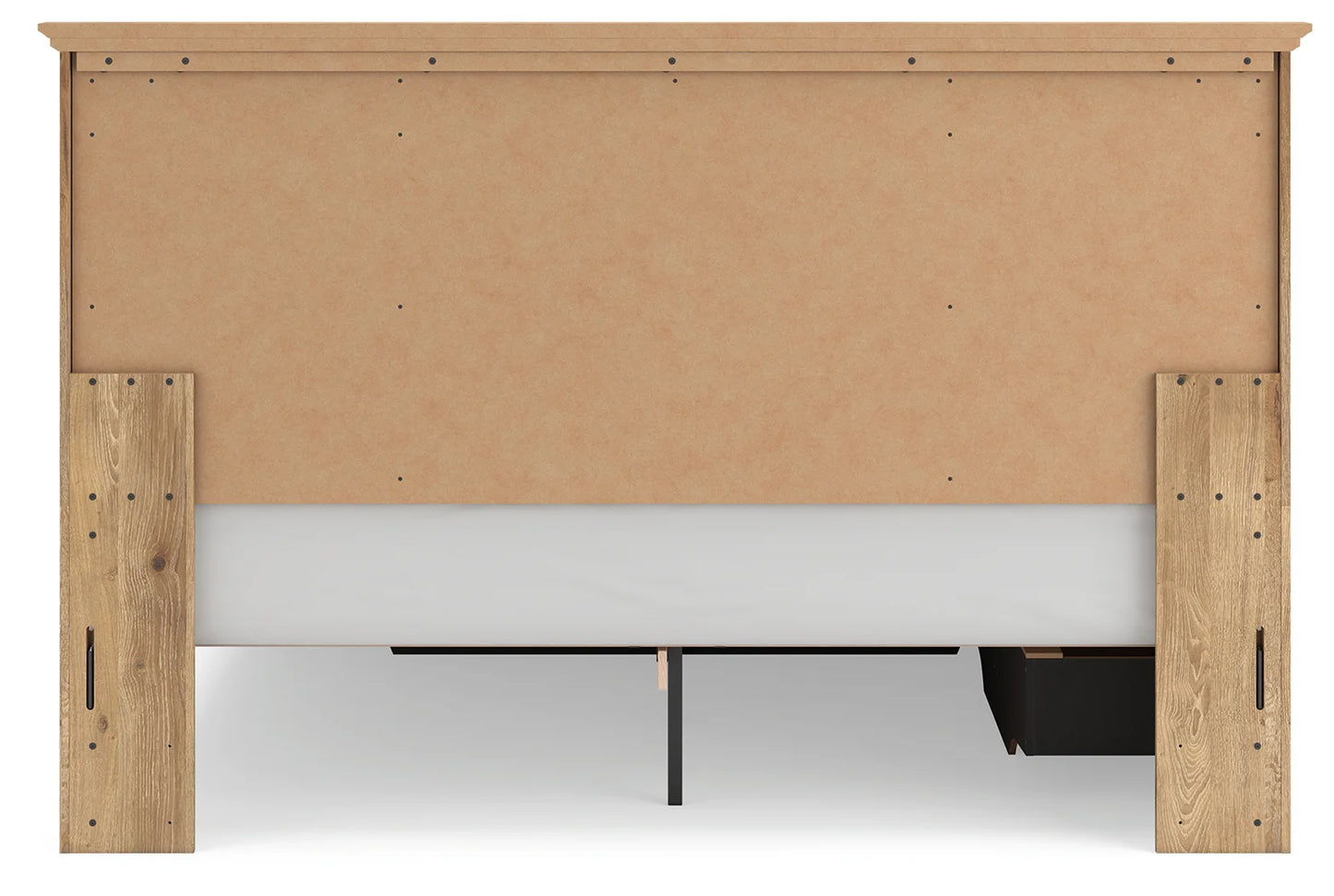 Makidern - King Panel Storage Bed With Under Bed Storage Unit And Storage Footboard - Tan