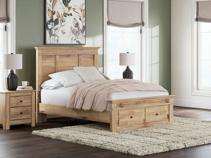 Makidern - Full Panel Storage Bed With Storage Footboard - Tan