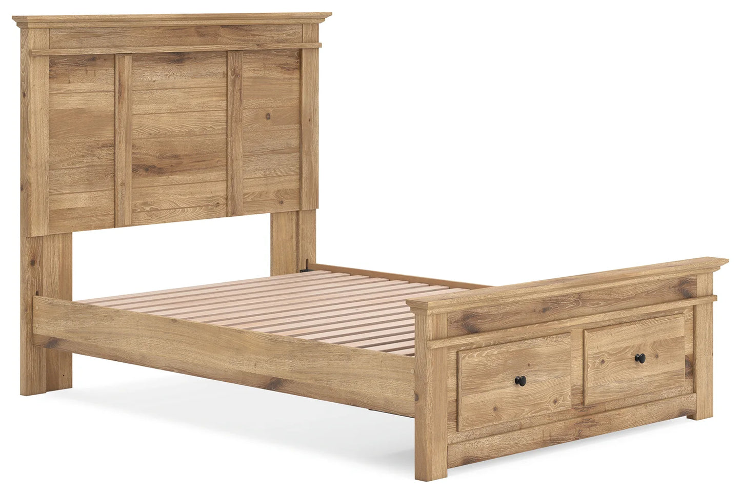 Makidern - Full Panel Storage Bed With Storage Footboard - Tan