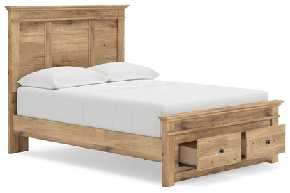 Makidern - Full Panel Storage Bed With Storage Footboard - Tan
