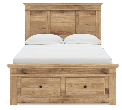Makidern - Full Panel Storage Bed With Storage Footboard - Tan