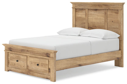 Makidern - Full Panel Storage Bed With Storage Footboard - Tan
