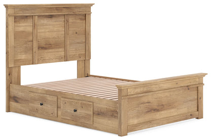 Makidern - Full Panel Storage Bed With Under Bed Storage Unit - Tan