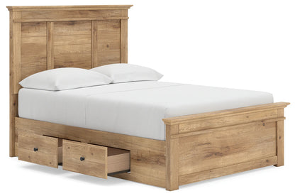 Makidern - Full Panel Storage Bed With Under Bed Storage Unit - Tan