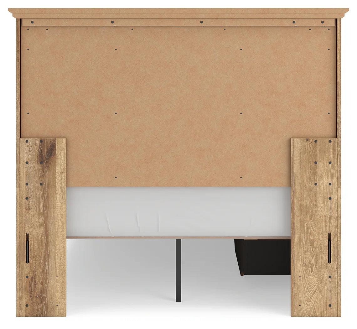 Makidern - Full Panel Storage Bed With Under Bed Storage Unit - Tan