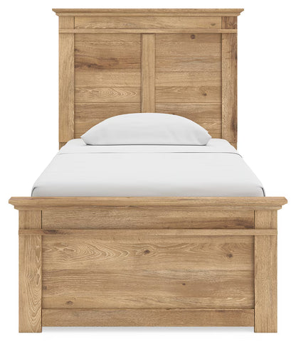 Makidern - Twin Panel Storage Bed With 2 Under Bed Storage Units - Tan