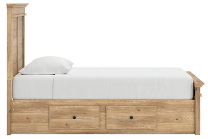 Makidern - Twin Panel Storage Bed With 2 Under Bed Storage Units - Tan