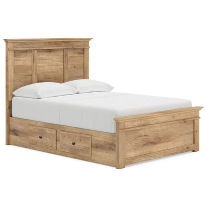 Makidern - Full Panel Storage Bed With 2 Under Bed Storage Units - Tan