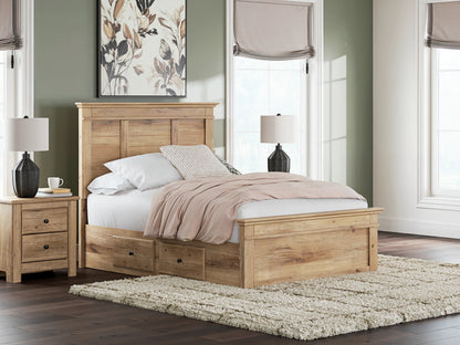 Makidern - Full Panel Storage Bed With 2 Under Bed Storage Units - Tan