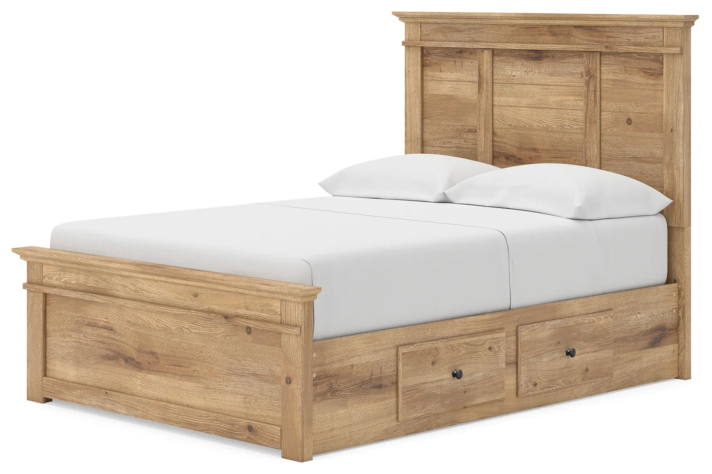 Makidern - Full Panel Storage Bed With 2 Under Bed Storage Units - Tan